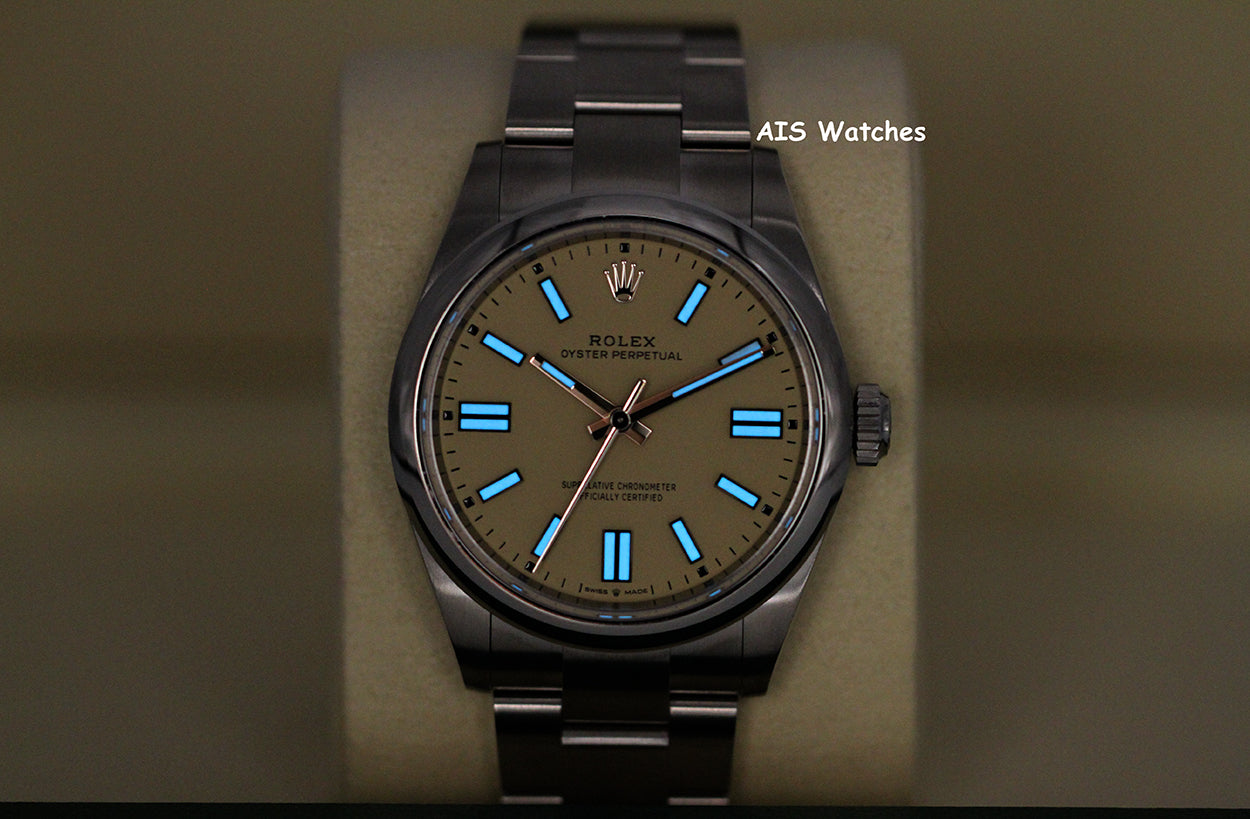 BNIB Rolex 134300 Oyster Perpetual 41 MM Beige Dial Box & Paper