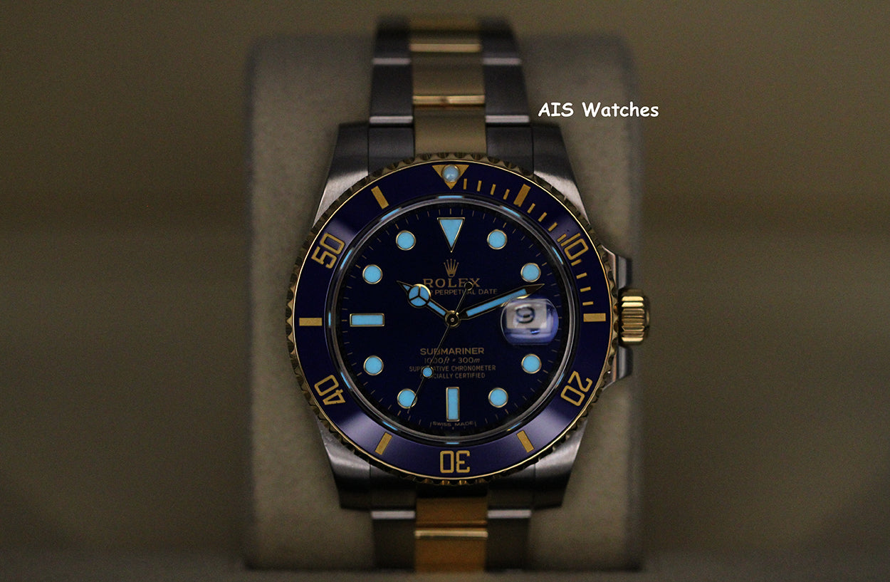 Rolex Submariner 18K YG/SS 116613LB SunBurst Blue Dial Ceramic 40MM 2019 B&P
