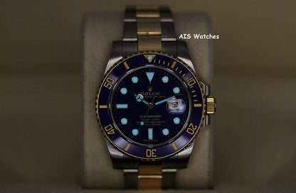 Rolex Submariner 18K YG/SS 116613LB SunBurst Blue Dial Ceramic 40MM 2019 B&P