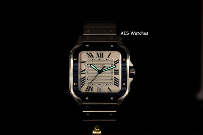 Cartier Santos De Cartier Large Steel WSSA0047 Blue PVD Bezel/White Dial 41MM Box&Papers