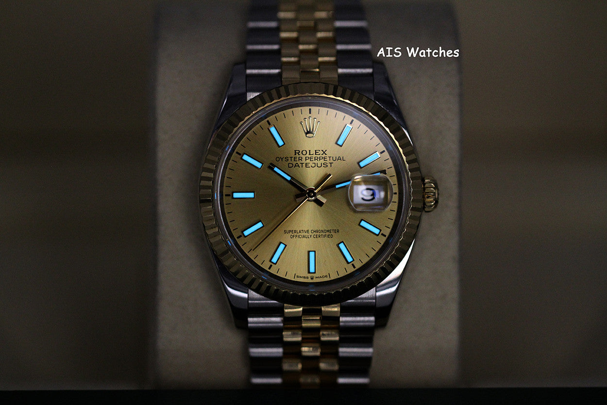 Rolex 126233 DateJust 36MM 18K YG/SS Champagne Stick Dial Jubilee Bracelet B&P