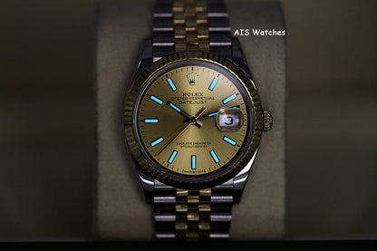Rolex 126233 DateJust 36MM 18K YG/SS Champagne Stick Dial Jubilee Bracelet B&P
