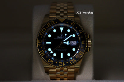 BNIB Rolex GMT-Master II 126718GRNR 18K Yellow Gold Black Dial Jubilee B&P