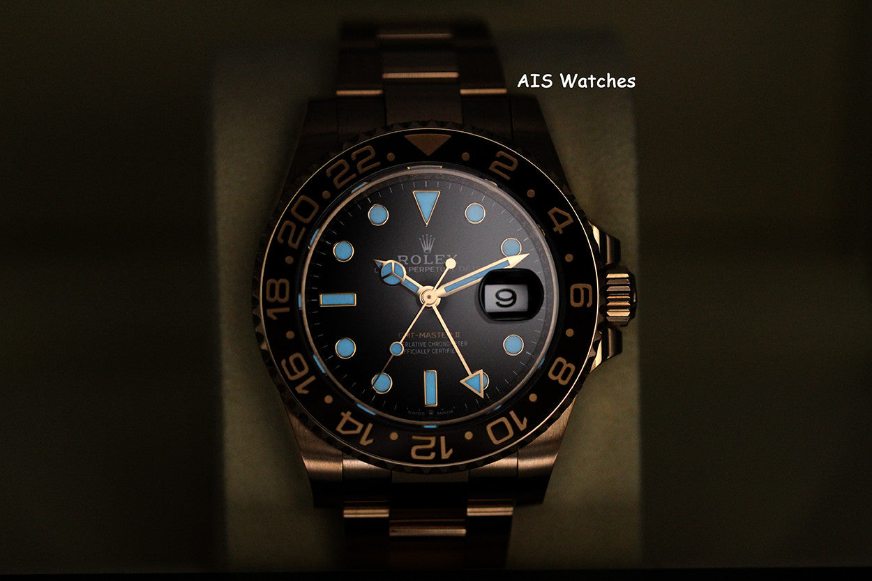 Rolex 126715 CHNR GMT Master II 18K Rose Gold RootBeer Ceramic