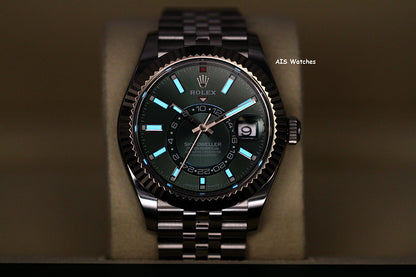 Rolex 326934 Sky-Dweller Stainless Steel Green Dial Jubilee 2024 Box & Papers