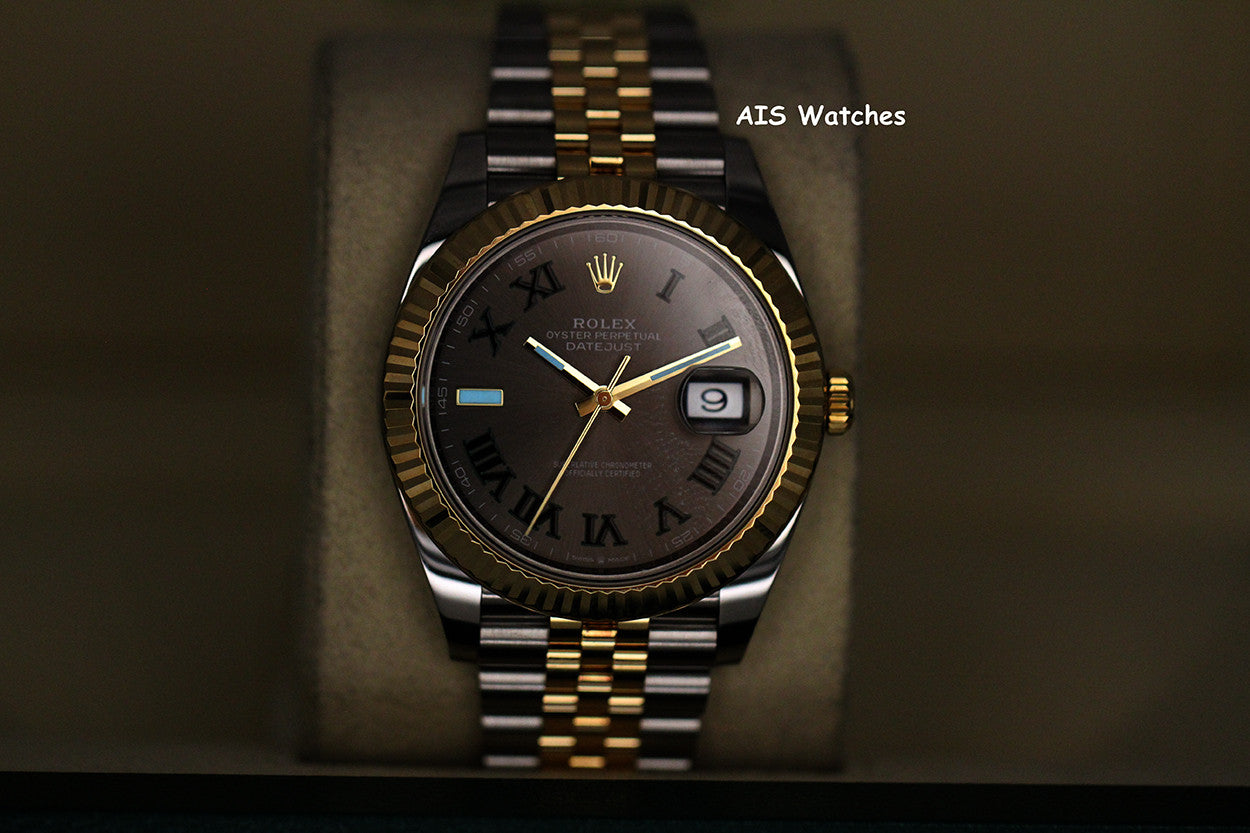 Rolex 126333 DateJust 41MM 18K YG/SS Slate Roman / Wimbeldon Dial Jubilee Bracelet B&P