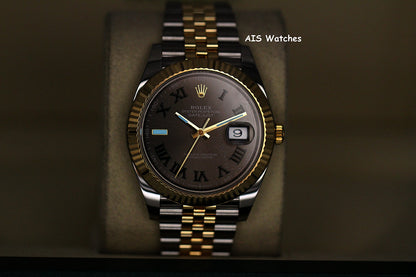 Rolex 126333 DateJust 41MM 18K YG/SS Slate Roman / Wimbeldon Dial Jubilee Bracelet B&P
