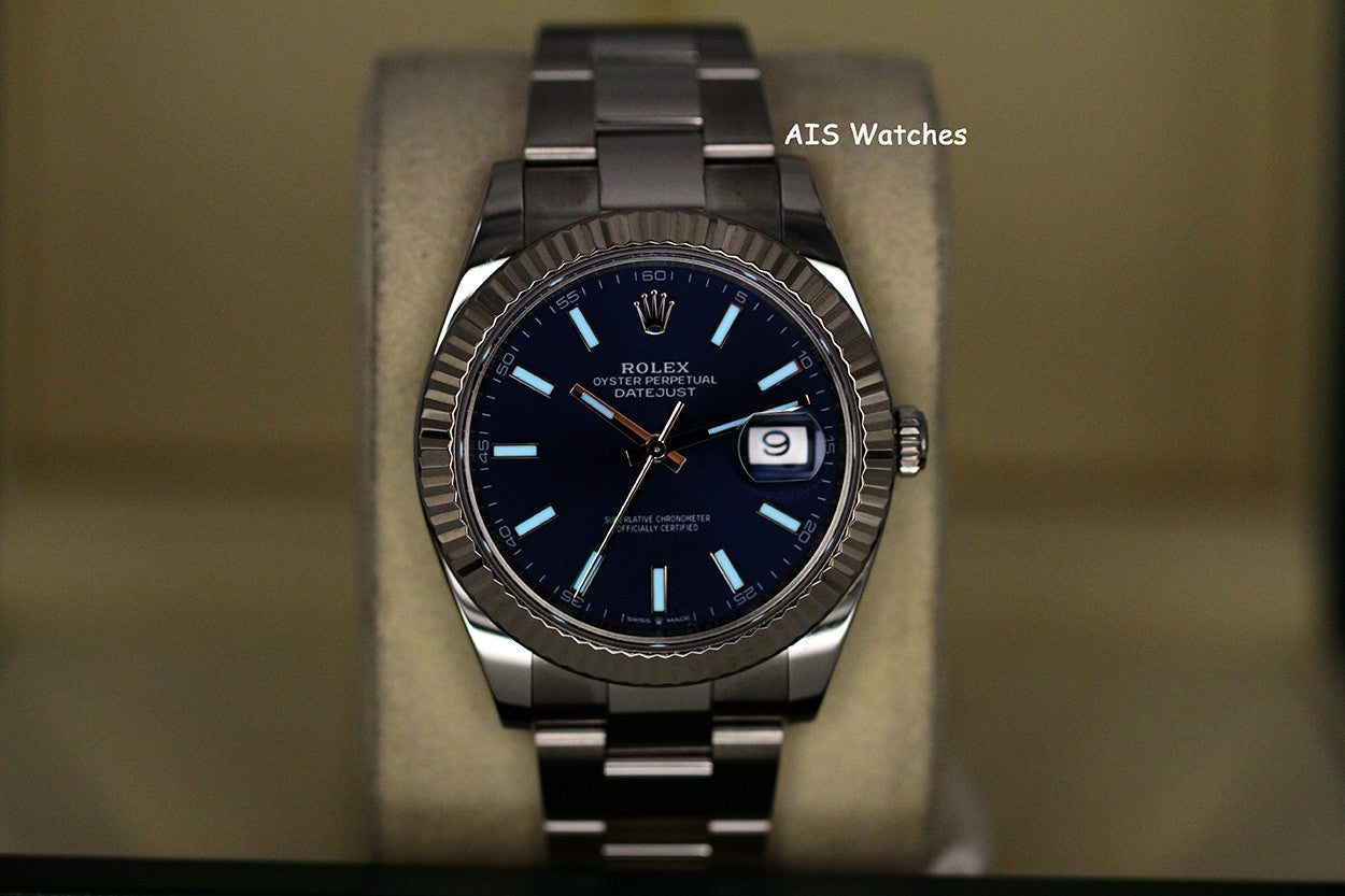 Rolex Datejust 41MM 126334 Blue Stick Dial Oyster Box & Papers