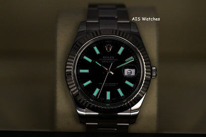 Rolex Datejust II 41MM 116334 Black Stick Dial Stainless Steel Box & Papers
