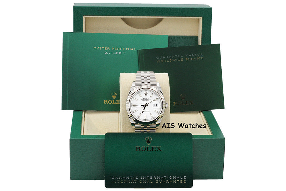 BNIB Rolex Datejust 41MM 126334 White Stick Dial Jubilee Box & Paper