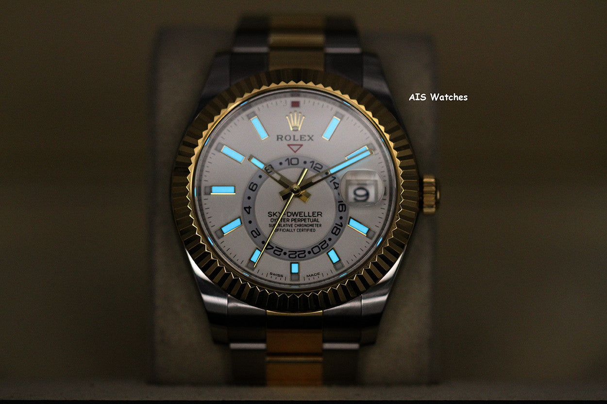 Rolex 326933 Sky-Dweller 18K Yellow Gold / SS Oyster White Dial BP