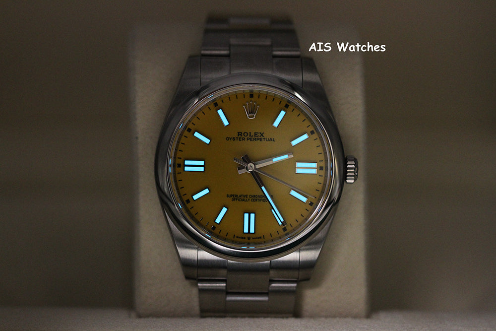 BNIB Rolex 124300 Oyster Perpetual 41 MM Yellow Dial Box & Papers