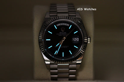 BNIB Rolex 228239 DayDate 40MM DD40 White Gold Black Stick Dial