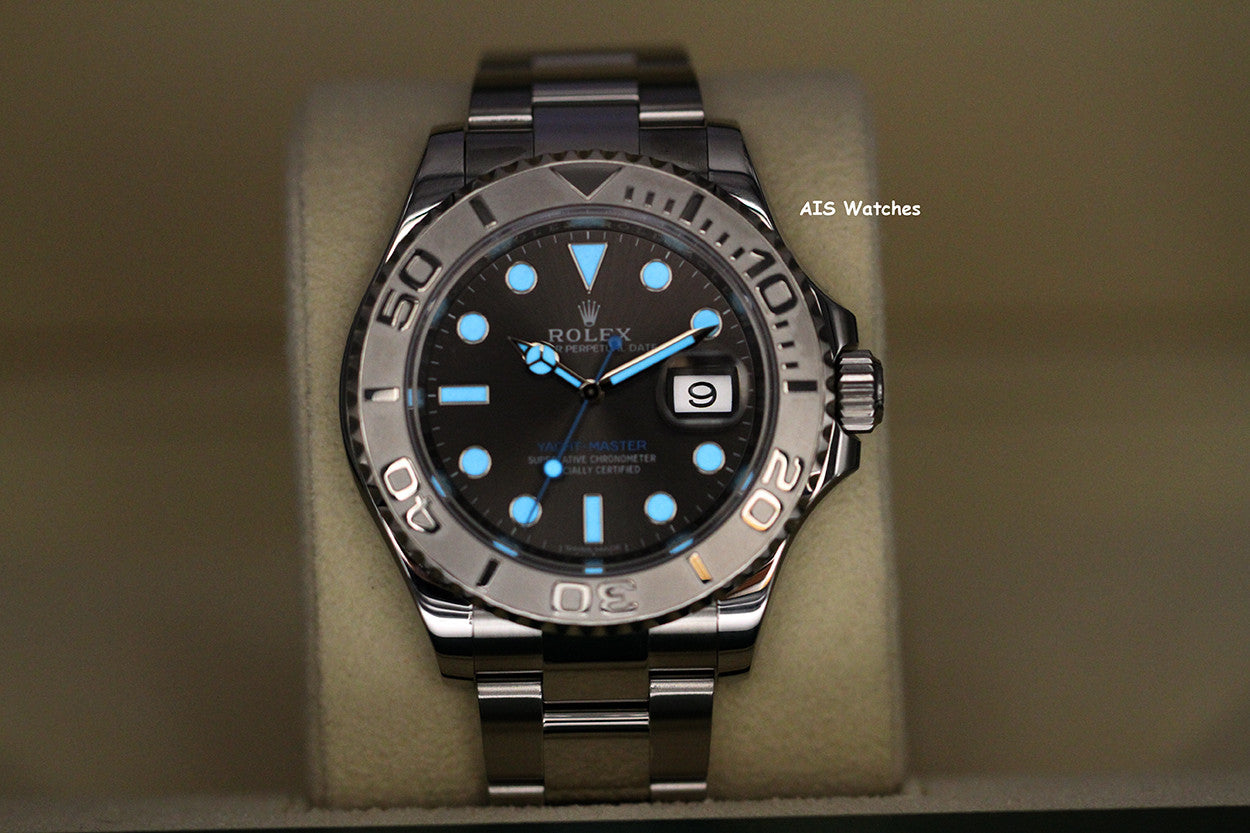 Rolex YachtMaster 116622 Dark Rhodium Dial Platinum Bezel 2018 Box & Papers