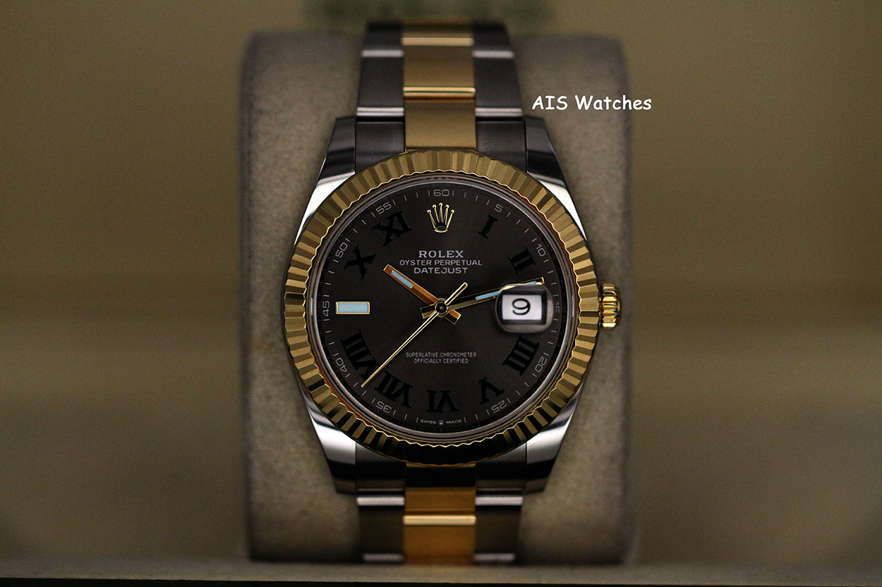 Rolex 126333 DateJust 41MM 18K YG/SS Slate Roman Wimbeldon Dial Oyster B&P