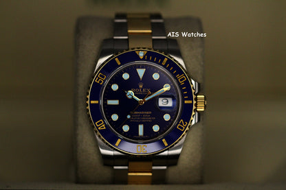 Rolex Submariner 18K YG/SS 116613LB SunBurst Blue Dial Ceramic 40MM 2018 B&P