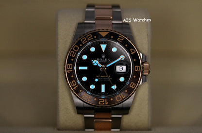 Rolex 126711 CHNR GMT Master II 18K Rose Gold / SS RootBeer Ceramic B&P