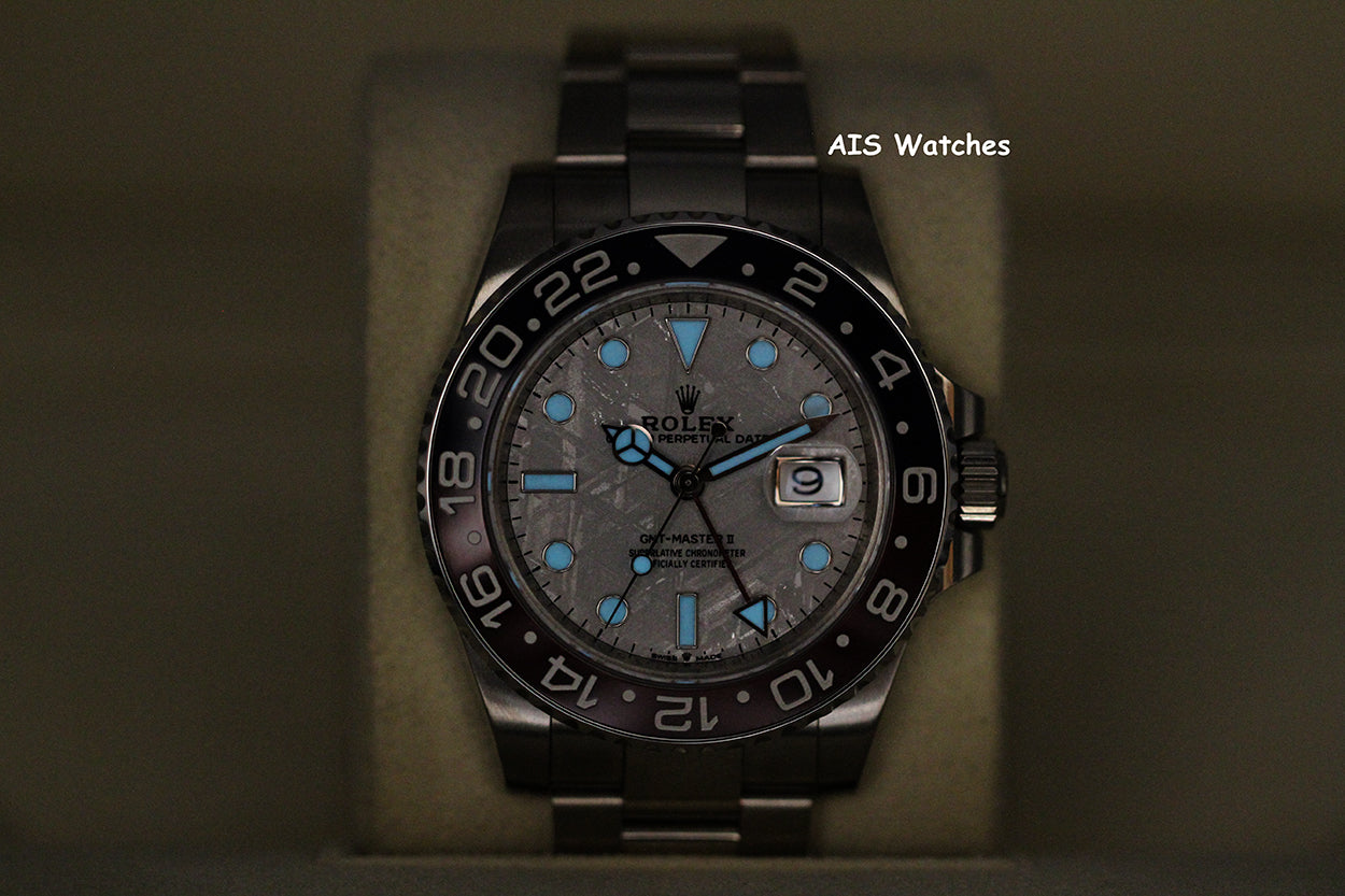 Rolex GMT-Master II 126719BLRO Meteorite Dial Pepsi 18K WG Box & Papers