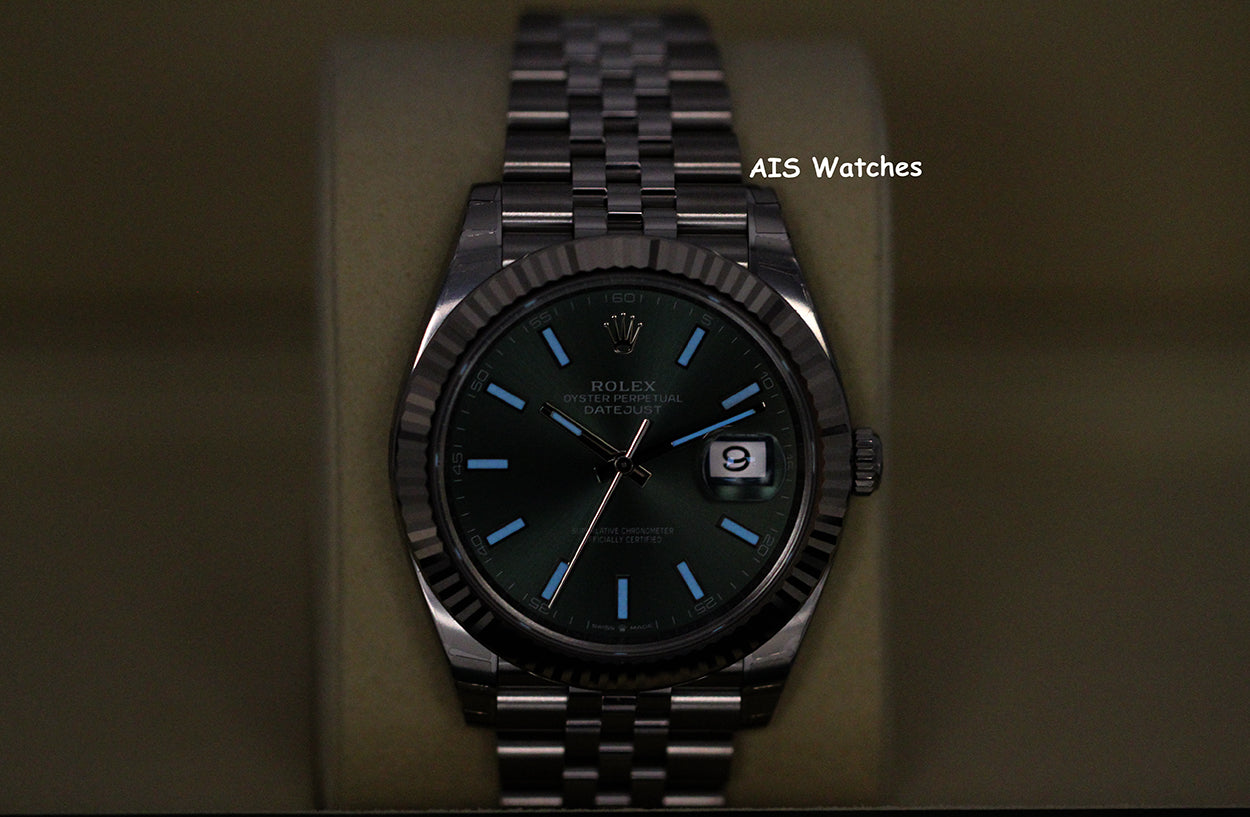 BNIB Rolex Datejust 41MM 126334 Green Stick Dial Jubilee Box & Paper