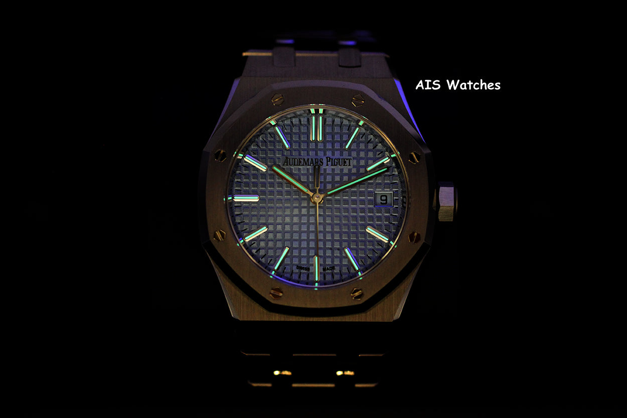BNIB Audemars Piguet 15550ST Royal Oak Ice Blue Dial 37MM Box & Papers