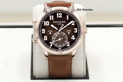 Patek Philippe 5524R Calatrava Pilot Travel Time Rose Gold Brown Dial 42MM Box & Paper