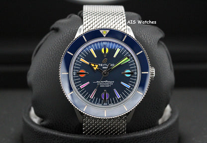 Breitling SuperOcean Heritage '57 A103702A1C1A1 Blue Rainbow Mesh Bracelet SS 42MM B&P