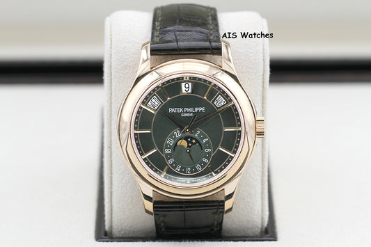 Patek Philippe Annual Calendar 5205R Rose Gold Green Dial Box & Papers