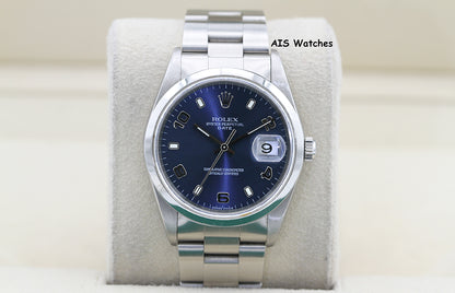 Rolex 15200 Oyster Perpetual 36 MM Arabic Blue Dial Y Serial Box & Papers