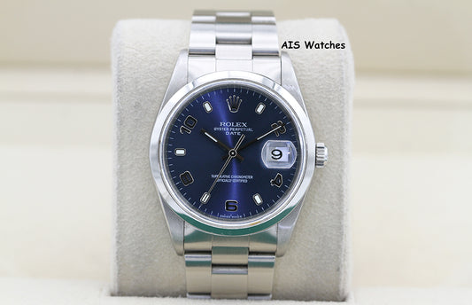 Rolex 15200 Oyster Perpetual 36 MM Arabic Blue Dial Y Serial Box & Papers