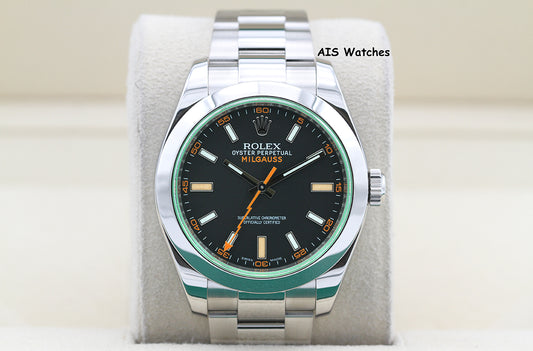 Rolex Milgauss 116400GV Black Dial / Green Crystal 2013 Box & Papers