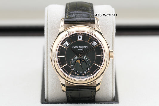 Patek Philippe Annual Calendar 5205R Rose Gold Green Dial Box & Papers