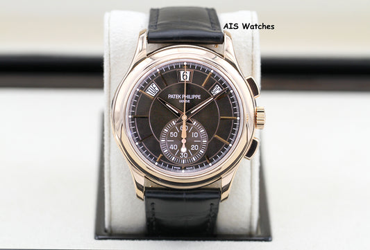 Patek Philippe Annual Calendar Chronograph 5905R Rose Gold Brown Dial Box & Papers