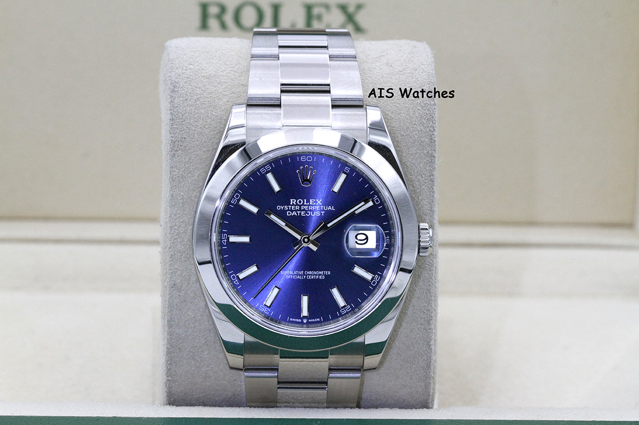 Rolex Datejust 41MM 126300 Blue Stick Dial Oyster Bracelet 2023 B&P