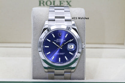 Rolex Datejust 41MM 126300 Blue Stick Dial Oyster Bracelet 2023 B&P