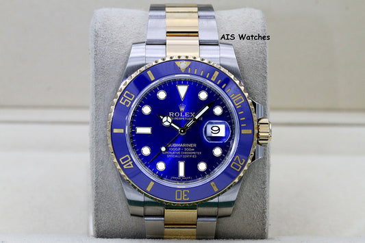 Rolex Submariner 18K YG/SS 116613LB SunBurst Blue Dial Ceramic 40MM 2018 B&P