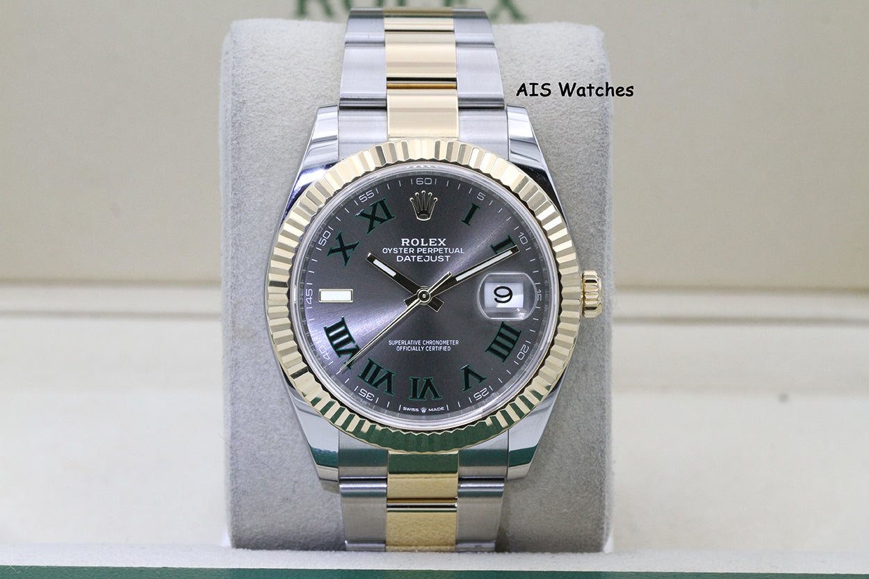 Rolex 126333 DateJust 41MM 18K YG/SS Slate Roman Wimbeldon Dial Oyster B&P