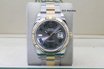 Rolex 126333 DateJust 41MM 18K YG/SS Slate Roman Wimbeldon Dial Oyster B&P
