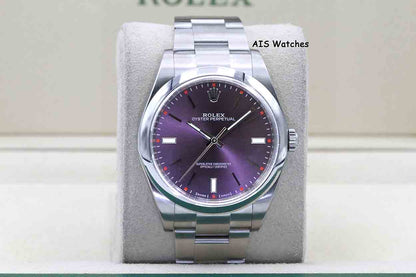 Rolex 114300 Oyster Perpetual 39MM Purple Dial 2018 Box & Papers