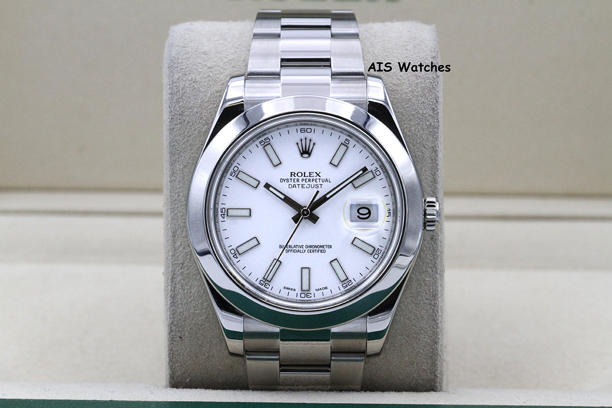 Rolex Datejust II 41MM 116300 White Stick Dial Stainless Steel Box & Papers