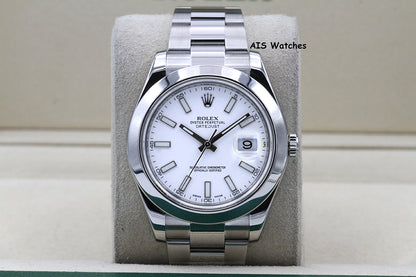 Rolex Datejust II 41MM 116300 White Stick Dial Stainless Steel Box & Papers