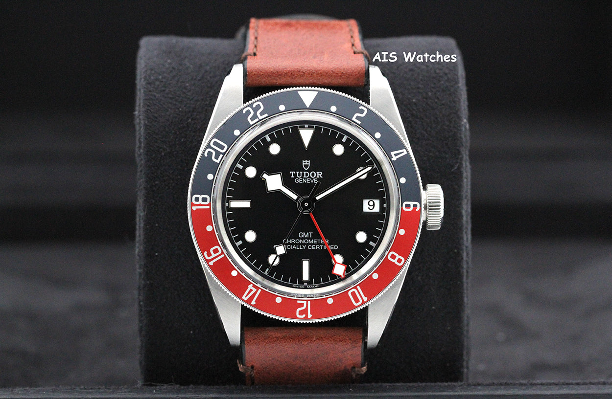 Tudor 79830RB Black Bay GMT Pepsi Stainless Leather Strap Box & Paper