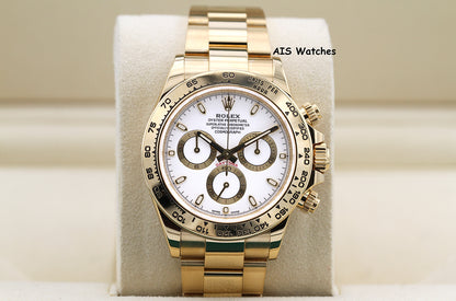 Rolex 116508 Daytona Cosmograph 18K Yellow Gold White Dial B&P