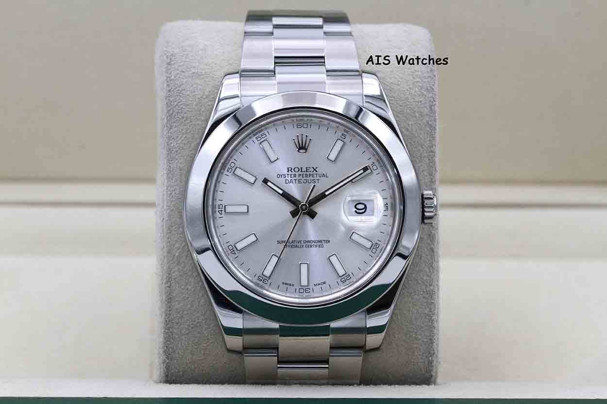 Rolex Datejust II 41MM 116300 Silver Stick Dial Stainless Steel Box & Papers