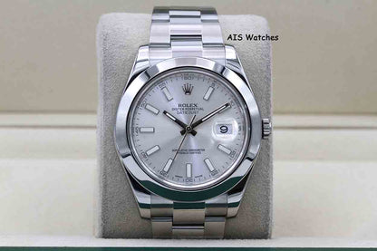 Rolex Datejust II 41MM 116300 Silver Stick Dial Stainless Steel Box & Papers