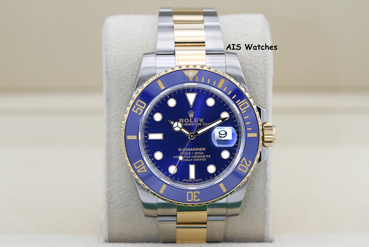 Rolex Submariner 18K YG/SS 116613LB SunBurst Blue Dial Ceramic 40MM 2019 B&P