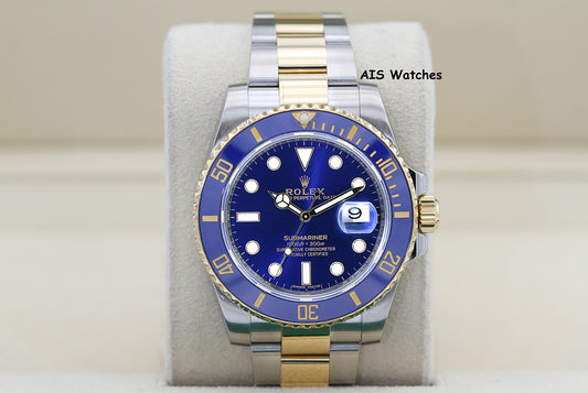 Rolex Submariner 18K YG/SS 116613LB SunBurst Blue Dial Ceramic 40MM 2019 B&P
