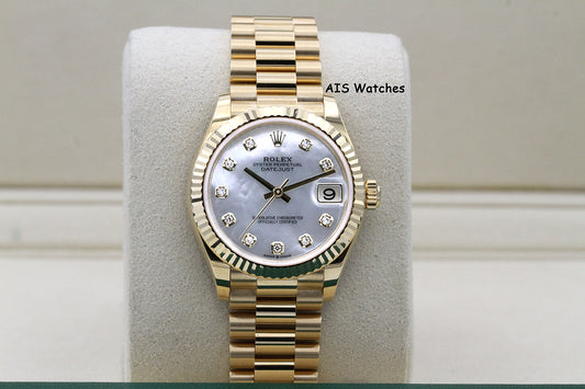 BNIB Rolex 278278 Datejust 31MM Yellow Gold Mother Of Pearl Diamond Dial MOP