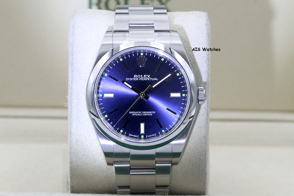 Rolex 114300 Oyster Perpetual 39MM Blue Dial 2018 Box & Papers