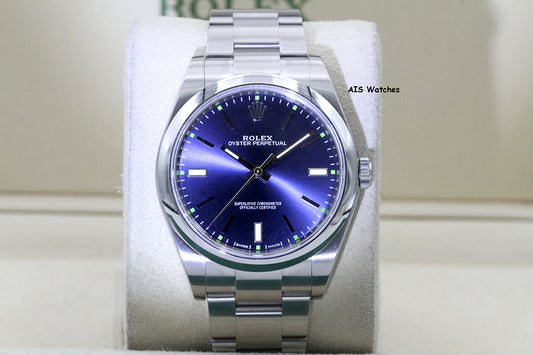 Rolex 114300 Oyster Perpetual 39MM Blue Dial 2018 Box & Papers