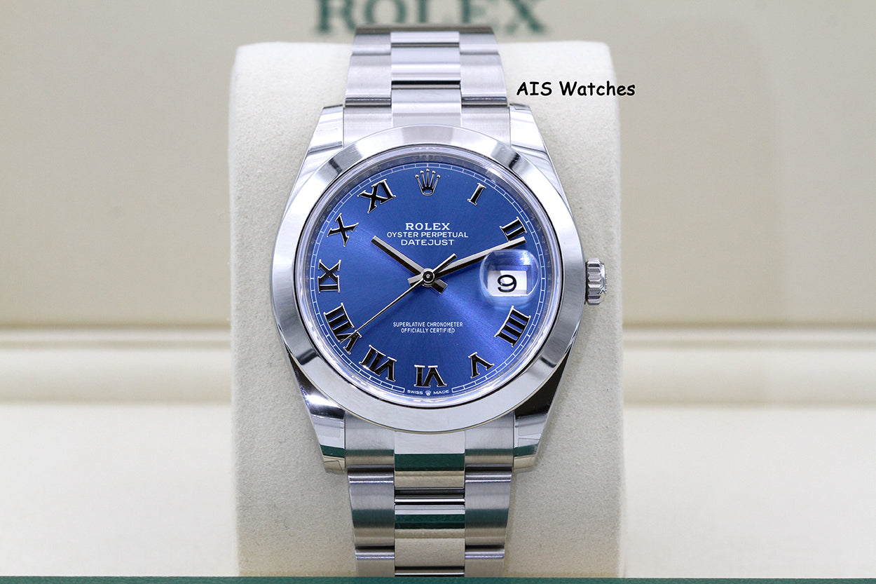 BNIB Rolex Datejust 41MM 126300 Blue Roman Dial Oyster Bracelet B&P